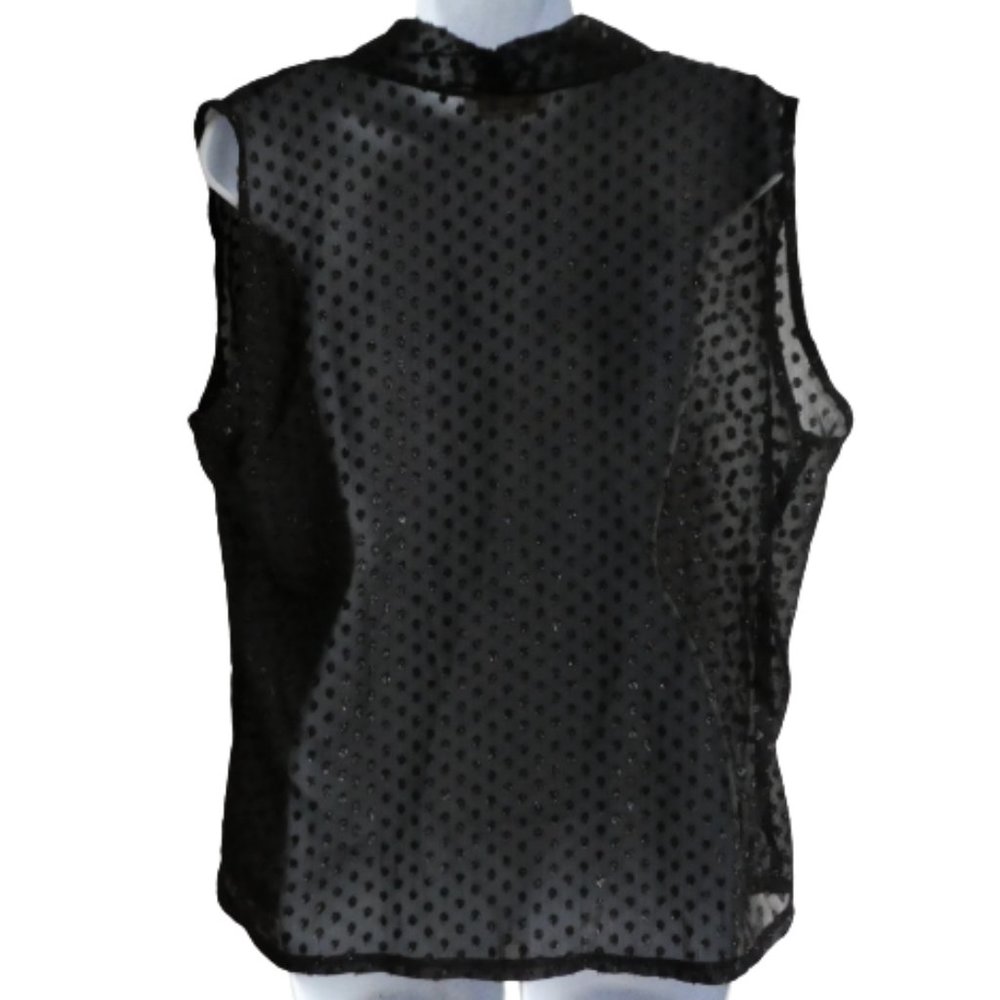 Vintage Lilly of California Sleeveless Blouse Black Sheer Cowl Neck Sparkley L - Picture 4 of 9